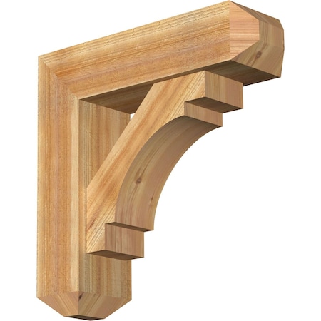 Merced Craftsman Rough Sawn Bracket W/ Offset Brace, Western Red Cedar, 8W X 28D X 28H